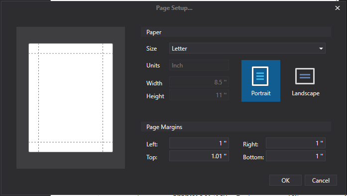 Change Print Settings Using the Page Setup Dialog | Sensor Test and ...